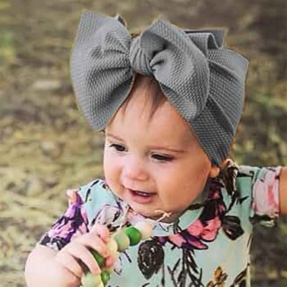 Dark Gray Soft Big Bow Headband - Picture 2 of 4